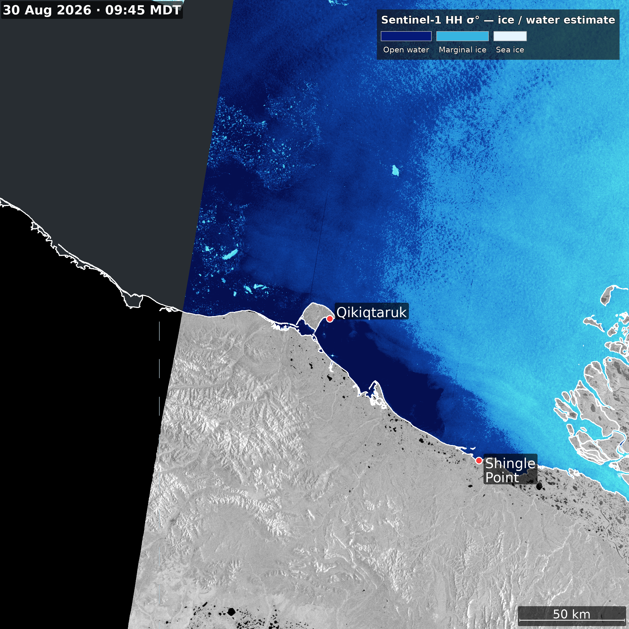 Sea ice 150 km